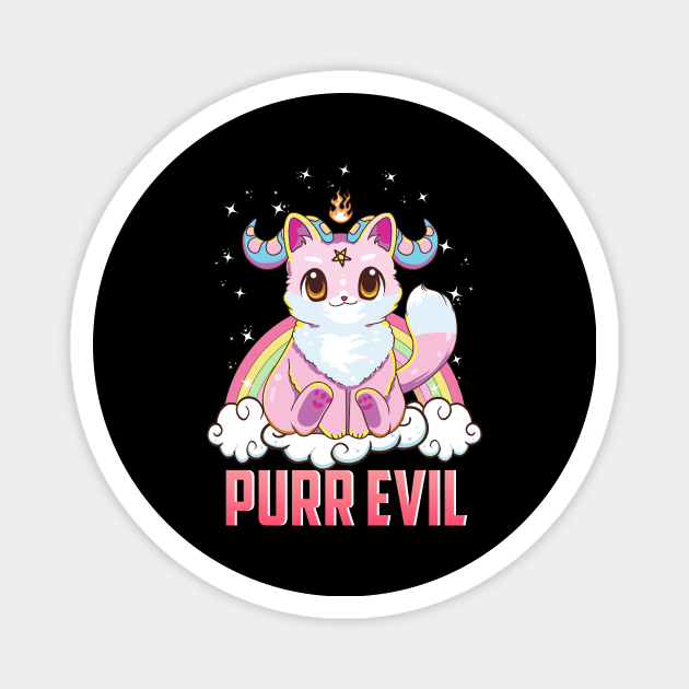 Purr Evil Satanic Cat Pun Pure Evil Goth Kitten Magnet by theperfectpresents